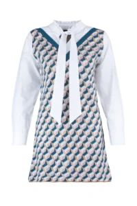 TRENDYOLMİLLA Navy Blue Mini Knitwear Shirt Garnished Detailed Dress - Image 6