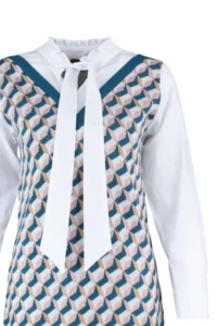 TRENDYOLMİLLA Navy Blue Mini Knitwear Shirt Garnished Detailed Dress - Image 7