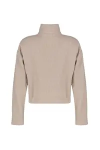TRENDYOLMİLLA Beige Thessaloniki/Knitwear look Zippered Collar Regular/Normal Pattern Knitting Sweatshirt - Image 12