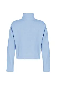 TRENDYOLMİLLA Mavi Thessaloniki/Knitwear look Zippered Collar Regular/Normal Pattern Knitting Sweatshirt - Image 12