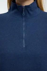 TRENDYOLMİLLA Indigo Thessaloniki/Knitwear look Zippered Collar Regular/Normal Pattern Knitting Sweatshirt - Image 8