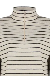 TRENDYOLMİLLA Light Beige Striped Thessaloniki Zippered Dog collar Regular/Normal Pattern Knitting Sweatshirt - Image 7