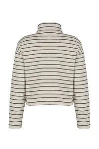 TRENDYOLMİLLA Light Beige Striped Thessaloniki Zippered Dog collar Regular/Normal Pattern Knitting Sweatshirt - Image 8