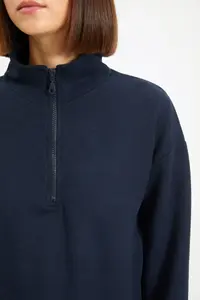 TRENDYOLMİLLA Navy Blue Thessaloniki/Knitwear look Zippered Collar Regular/Normal Pattern Knitting Sweatshirt - Image 11