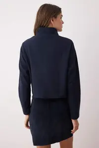 TRENDYOLMİLLA Navy Blue Thessaloniki/Knitwear look Zippered Collar Regular/Normal Pattern Knitting Sweatshirt - Image 4
