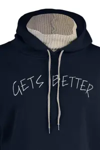 TRENDYOLMİLLA Navy Blue Thick Fleece Lined Knitwear Tape Detailed Hooded Knitting Sweatshirt - Image 9