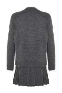 TRENDYOLMİLLA Anthracite pleated Etekli Knitwear Top and Bottom Set - Image 8