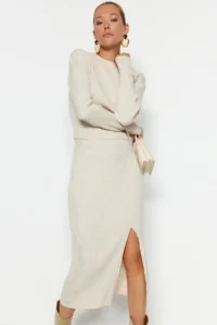 TRENDYOLMİLLA Stone Crop Knitwear Top and Bottom Set