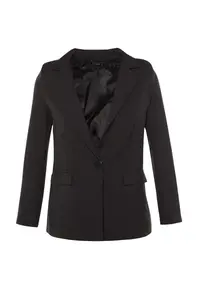 TRENDYOLMİLLA Black Weaving Lined Single Button Closure Blazer Jacket - Image 5
