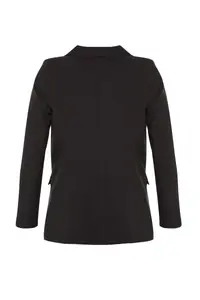TRENDYOLMİLLA Black Weaving Lined Single Button Closure Blazer Jacket - Image 6