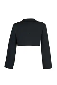 TRENDYOLMİLLA Black Crop Lined Double breasted Kapama Weaving Blazer Jacket - Image 5