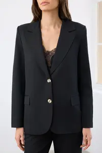 TRENDYOLMİLLA Black Regular Lined Weaving Blazer Jacket - Image 3