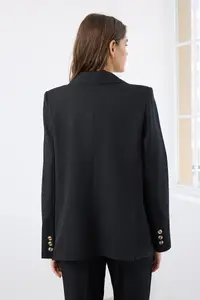 TRENDYOLMİLLA Black Regular Lined Weaving Blazer Jacket - Image 4