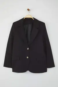 TRENDYOLMİLLA Black Regular Lined Weaving Blazer Jacket - Image 5