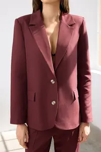 TRENDYOLMİLLA Burgundy Regular Lined Weaving Blazer Jacket - Image 4