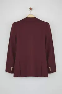 TRENDYOLMİLLA Burgundy Regular Lined Weaving Blazer Jacket - Image 7