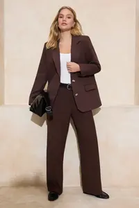 TRENDYOLMİLLA Dark Brown Regular Lined Weaving Blazer Jacket