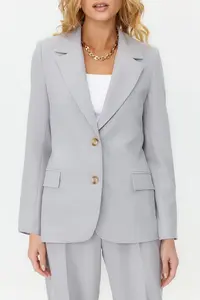 TRENDYOLMİLLA Gray Regular Lined Weaving Blazer Jacket - Image 5