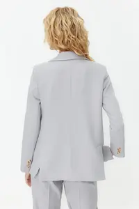 TRENDYOLMİLLA Gray Regular Lined Weaving Blazer Jacket - Image 6
