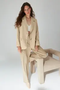 TRENDYOLMİLLA Mink Regular Lined Weaving Blazer Jacket - Image 2