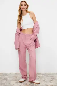 TRENDYOLMİLLA Pink Regular Lined Weaving Blazer Jacket - Image 2