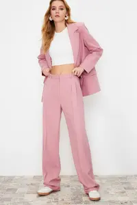 TRENDYOLMİLLA Pink Regular Lined Weaving Blazer Jacket - Image 3