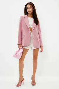 TRENDYOLMİLLA Pink Regular Lined Weaving Blazer Jacket - Image 5