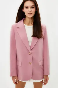 TRENDYOLMİLLA Pink Regular Lined Weaving Blazer Jacket - Image 7