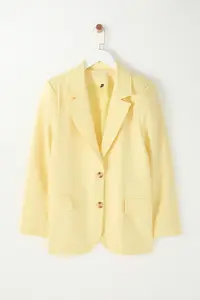 TRENDYOLMİLLA Yellow Regular Lined Weaving Blazer Jacket - Image 7