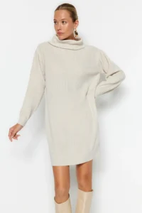 TRENDYOLMİLLA Stone Mini Knitwear Wide Pattern Dress - Image 5
