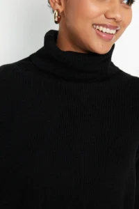 TRENDYOLMİLLA Black Mini Knitwear Wide Pattern Dress - Image 5