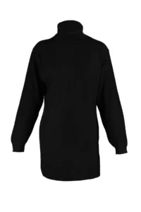 TRENDYOLMİLLA Black Mini Knitwear Wide Pattern Dress - Image 8