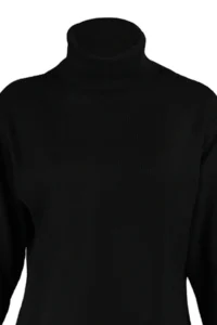 TRENDYOLMİLLA Black Mini Knitwear Wide Pattern Dress - Image 9