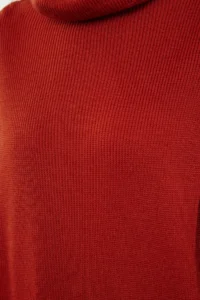 TRENDYOLMİLLA Brick Rejection Mini Knitwear Wide Pattern Dress - Image 4