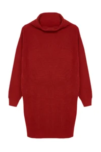 TRENDYOLMİLLA Brick Rejection Mini Knitwear Wide Pattern Dress - Image 6