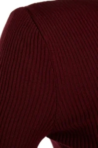 TRENDYOLMİLLA Burgundy Mini Knitwear Gather Detailed Dress - Image 7
