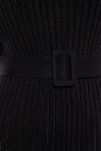 TRENDYOLMİLLA Black Mini Knitwear Arched Dress - Image 11