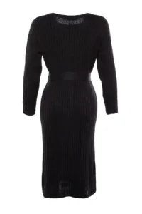 TRENDYOLMİLLA Black Mini Knitwear Arched Dress - Image 12