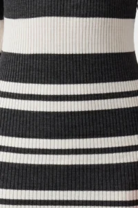 TRENDYOLMİLLA Anthracite Midi Knitwear Striped Dress - Image 3