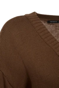 TRENDYOLMİLLA Brown Maxi Knitwear Wide Pattern Dress - Image 7