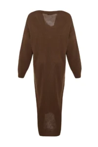 TRENDYOLMİLLA Brown Maxi Knitwear Wide Pattern Dress - Image 8