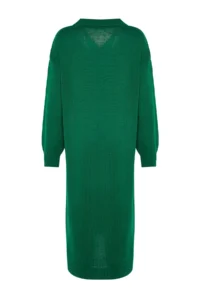 TRENDYOLMİLLA Emerald Green Maxi Knitwear Wide Pattern Dress - Image 8