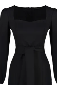TRENDYOLMİLLA Black Binding Detailed Weaving Dress - Image 7