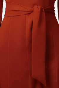 TRENDYOLMİLLA Brown Plain Midi Weaving Dress - Image 2