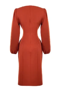 TRENDYOLMİLLA Brown Plain Midi Weaving Dress - Image 6
