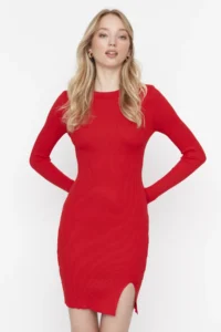 TRENDYOLMİLLA Rejection Mini Knitwear slit Fitted Dress - Image 2