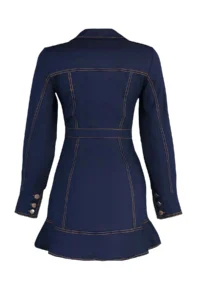 TRENDYOLMİLLA Navy Blue Button Detailed Mini Weaving Shirt Dress - Image 9