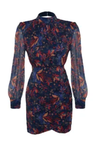 TRENDYOLMİLLA Mavi Dog collar Boho Weaving Winter Dress - Image 7