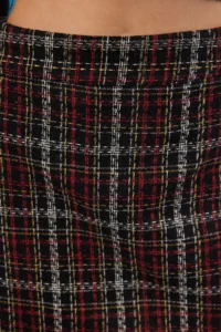 TRENDYOLMiLLA Black Plaid Patterned Tweed Material Mini Weaving Skirt - Image 4