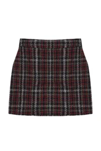 TRENDYOLMiLLA Black Plaid Patterned Tweed Material Mini Weaving Skirt - Image 6
